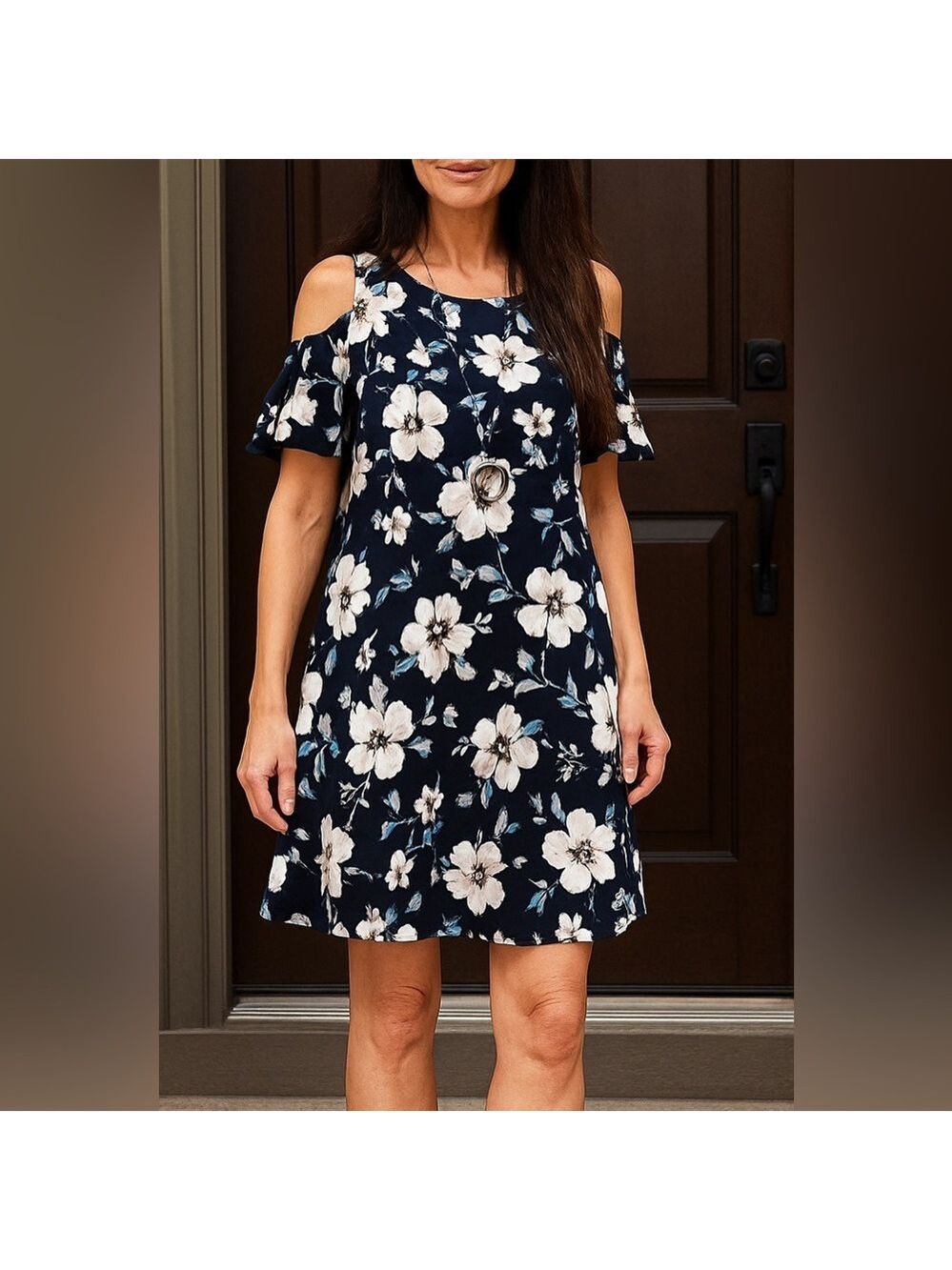 Goldspark Off The Shoulder Blue And White Floral Dress Various Sizes